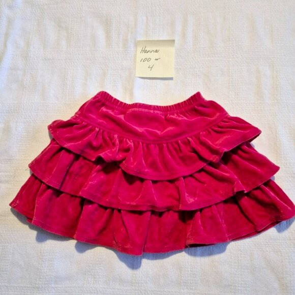 Hanna Andersson girls size 100 or 4 red velour 3 tiered twirly skirt vguc - Picture 2 of 5